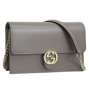 Gucci Outlet Shoulder Bag Leather Grey